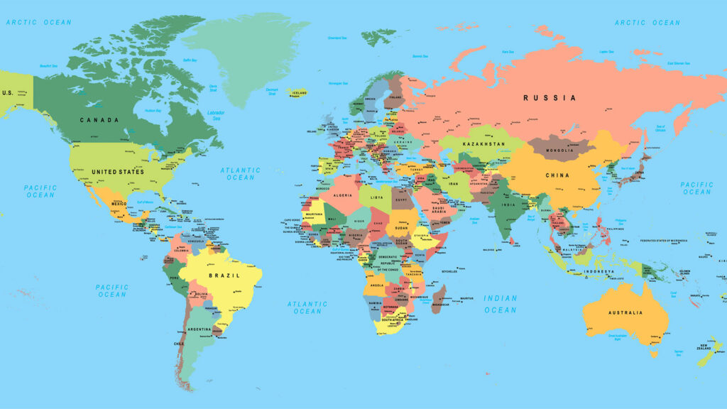 A map of the world.
